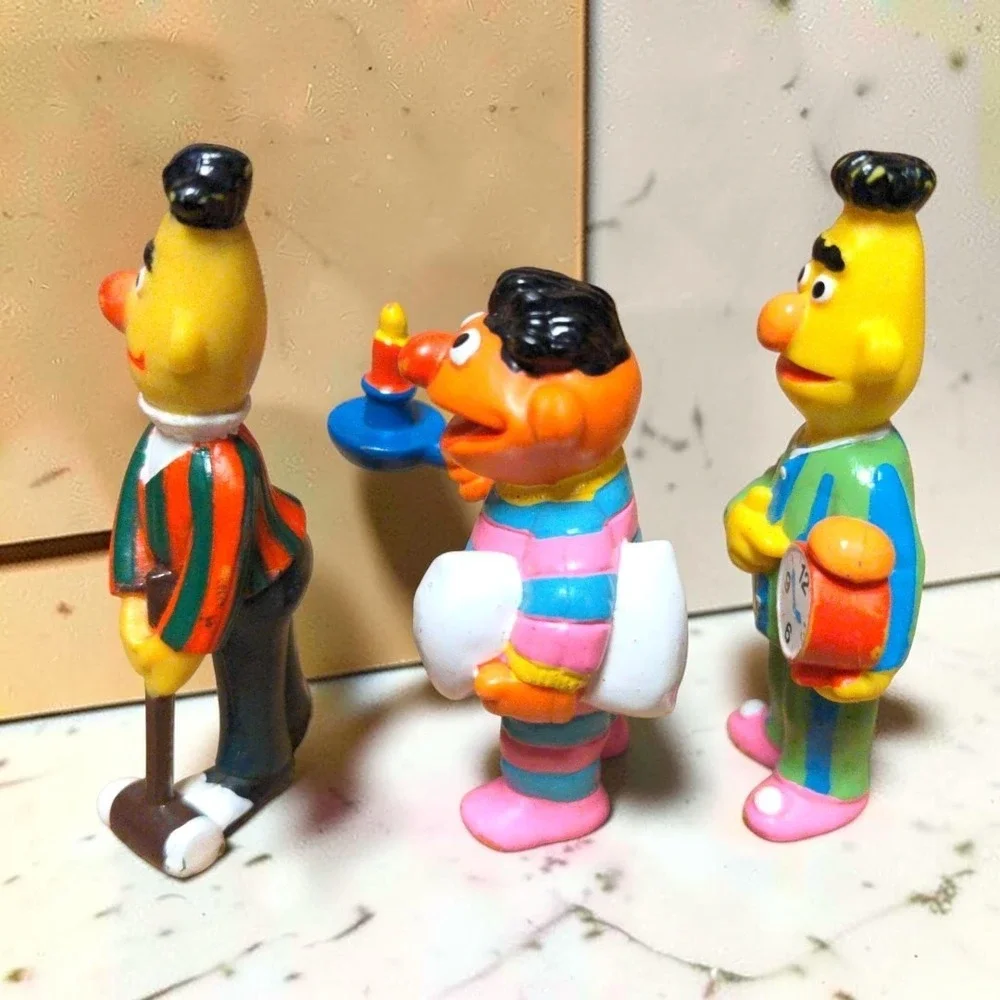 VTG Applause Sesame Street Bert Ernie PVC Figure Lot Pajama Candle Croquet 1980s